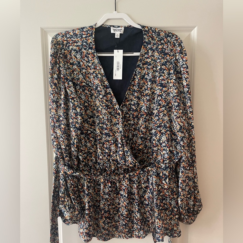 Floral Print Wrap Top